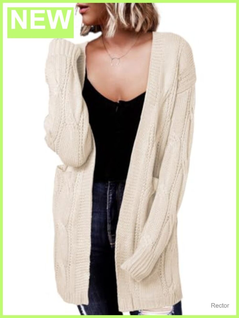 Womens Long Open Front Cardigan Loose Knit Lantern Sleeve Sweater with Side